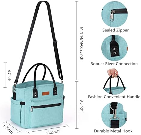 Insulated Lunch Bag for Women Men,Adult Lunch Box for Women with Adjustable Shoulder Strap,Portable Large Lunch Tote Bag for Office Work Picnic Beach,Reusable Lunch Cooler Bag