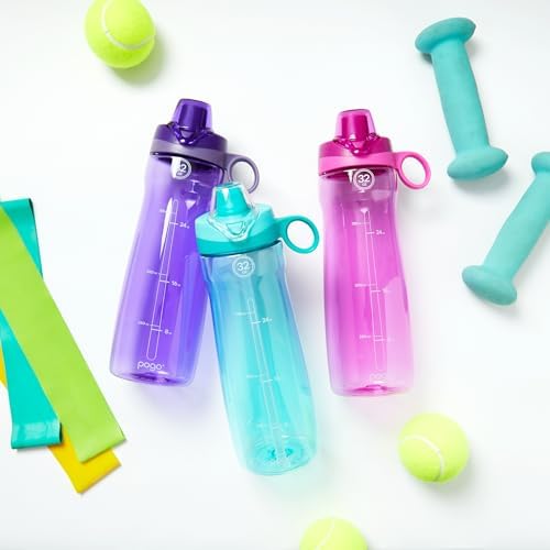 Pogo BPA-Free Plastic Water Bottle with Chug Lid, Blue Atoll, 32 oz. - Image 2