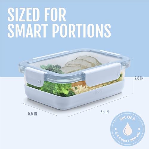 Duraglass Refresh 3.4 Cup Meal Prep Containers, 10 Pc, Halogen Blue