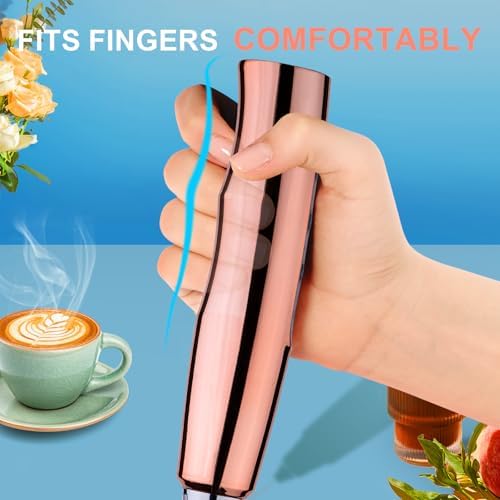 YUSWKO Handheld Milk Frother Wand for Coffee, Rechargeable Electric Whisk with 3 Heads 3 Speeds Drink Mixer Coffee Frother For Latte, Cappuccino, Hot Chocolate, Egg, Rose Gold with Holder - Image 5