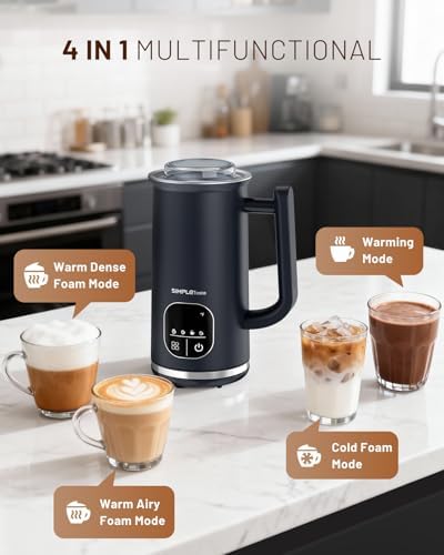 SIMPLETASTE Milk Frother, 4-in-1 Electric Milk Steamer with LED Touch Screen, Automatic Warm and Cold Foam Maker and Milk Warmer for Latte, Cappuccinos, Macchiato - Image 3