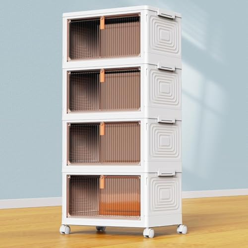 4 Tier Plastic Storage Bins with Lid 23QT, Stackable Storage Bins
