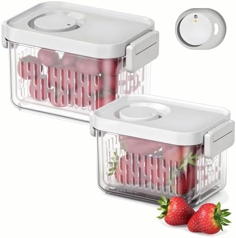Dishwasher Safe Berry Keeper, Produce Saver, Clear Fruit Containers, BPA-Free Lettuce Keeper, Strawberry Container Keep Food Fresh, 3.8 Cup