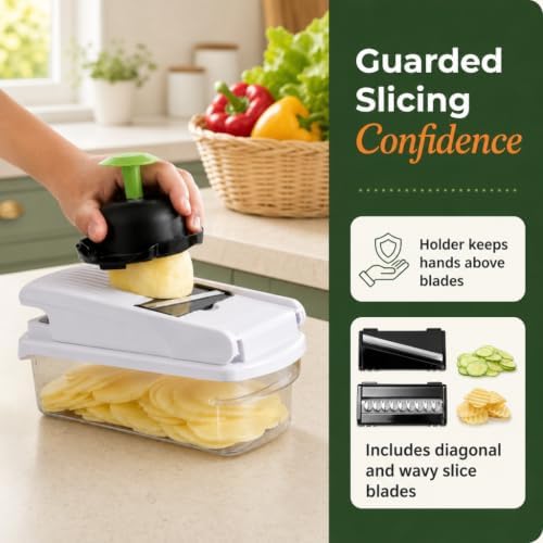 Vegetable Chopper, 15-in-1 Food Chopper with Container, Mandoline Slicer Dicer, Onion Chopper, Vegetable Cutter with Interchangeable Blades, Kitchen Gadget for Meal Prep, Fruits Veggies - Image 4