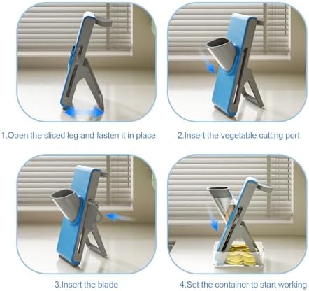 Gray Light Blue Mandoline Slicer - Potato & Vegetable Food Slicer and Chopper - Easy to Clean Kitchen Chopping Artifact