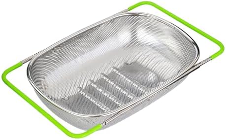 Tenta 5 Quart Over Sink Strainer Colander Basket Stainless Steel For Kitchen collapsible colander, Dishwasher Safe Draine Strain Fruits,Vegetables,Pasta,Greens.