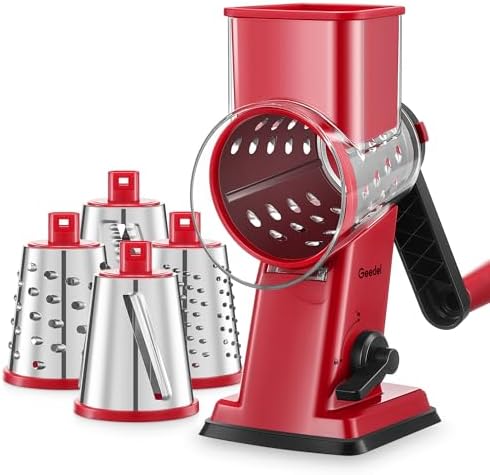 Upgraded Rotary Cheese Grater Hand Crank, Vegetable Shredder Slicer