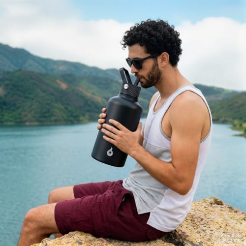 64oz Insulated Water Bottle, Half Gallon Water Jug with Straw Lid