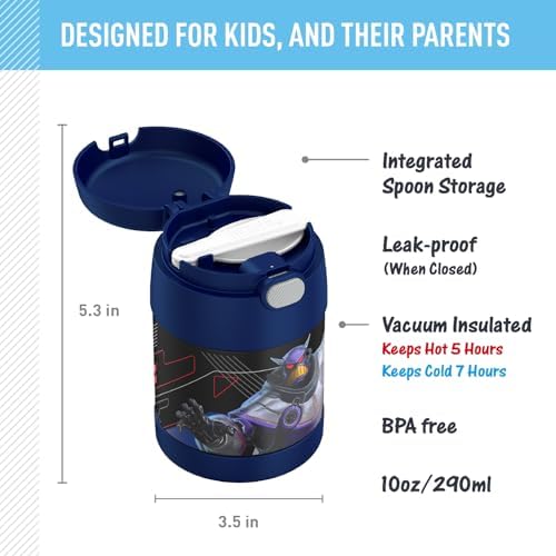 FUNTAINER Kids Food Jar with Spoon, 10oz, Lightyear