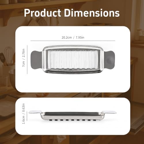 304 Stainless Steel Butter Cutter 2-Pack, Wire Slicer for Soft & Hard Food