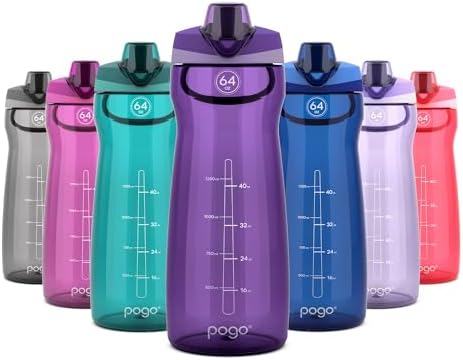 Pogo 64oz Plastic Water Bottle with Chug Lid and Carry Loop, Purple by Pogo
