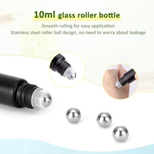 Kesell 10ml Glass Essential Oil Roller Bottles, 10-Pack Black - Image 4