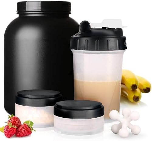 Hydro2Go 16oz Protein Shaker Bottle with Shaker Ball and 2 Storage Jars | BPA-Free Plastic Cup with Clear Measurement Scale | Perfect for Protein Mixes and Pills | Portable Pre-Workout Drink Cup Black - Image 7