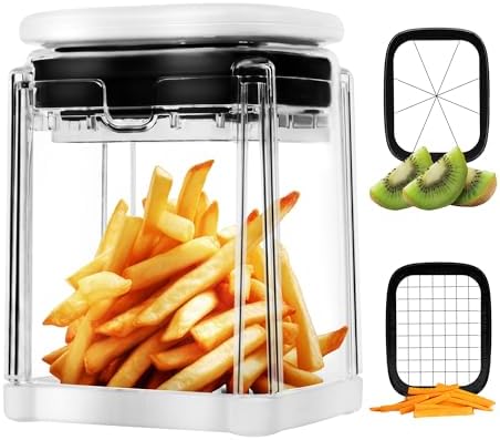 French Fry Cutter with 2 Blades Stainless Steel Manual Potato Chopper White by ZHANGXIAOQUANSINCE1628