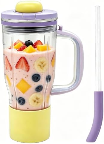 26 oz Travel Tumbler Replacement Compatible with Ninja BlendBoss Personal Blenders, Replacement 26oz Smoothie Vessel Cup with Lid & Straw for Blendboss DB351PR DB351CY DB351ST,Leakproof,Lavender by Unknown