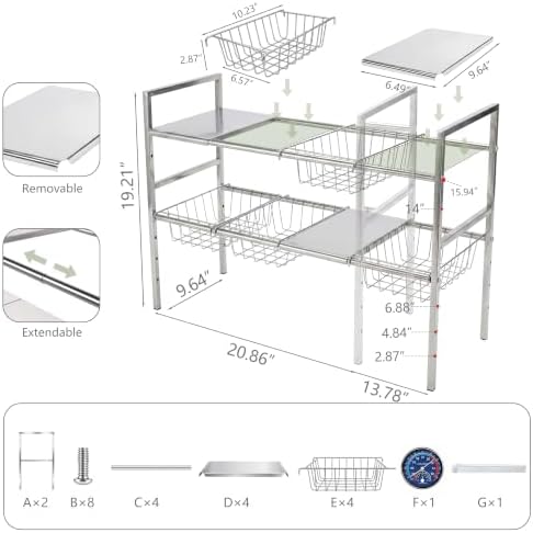 Under Sink Organizer 2 Tier Expandable bathroom Storage