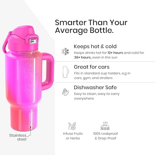 Coldest Tumbler with Handle and Coffee Lid - 100% Spill Proof Tumbler with Straw (3 Lids) - Stainless Steel Insulated Leakproof Tumblers for Women & Men - Cup Holder Friendly - 24 oz (Kissed Dream) - Image 6
