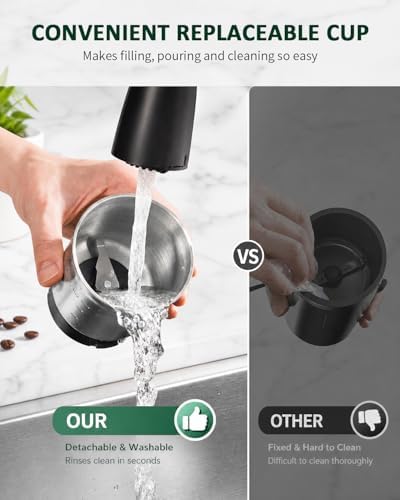 SHARDOR Electric Super Silent Blade Coffee Grinder, Timed Grind Control Rotary Knob, Adjustable Coarse to Fine for Coffee Beans, Spices & Herbs, with 2 Removable Stainless Steel Bowls, Green - Image 6