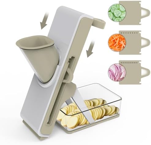 Mandoline Slicer for Kitchen, Vegetable & Cucumber Slicer, Easy to Clean Chopping Artifact (White Light Gray) by goodproductgoodlife