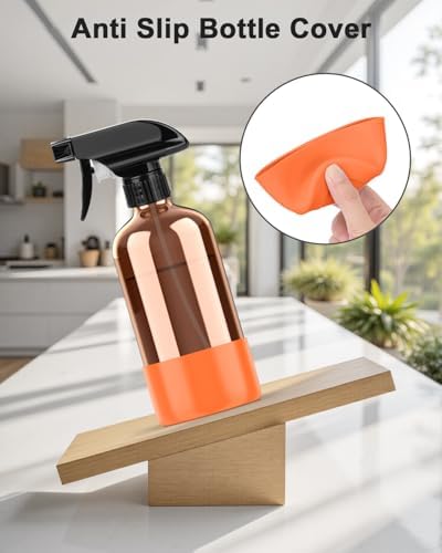 Bontip Amber Glass Spray Bottle, 16 oz with Orange Silicone Sleeve, 1 Pack - Image 5