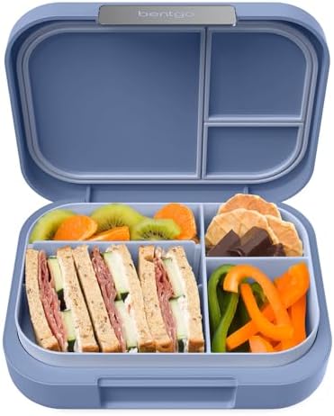 Modern - Leak-Resistant Bento Lunch Box For Adults, Teens, & Larger Appetites; Reusable BPA-Free Meal Prep Container with 3 or 4 Compartments, Dishwasher/Microwave Safe; 5 Cups (Dusk Blue)