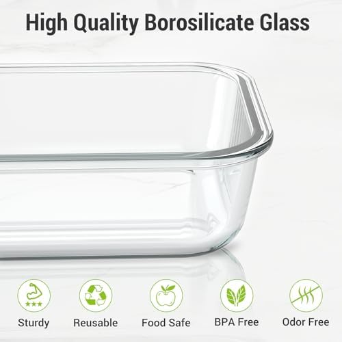 10 Sets 36 oz & 12 oz Glass Food Storage Containers with lids, Gray