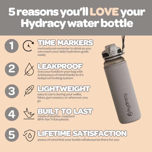 Motivational Water Bottle with Time Marker & Fruit Infuser 32 oz