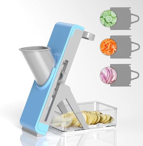 Eletronova Safe Mandoline Slicer for Kitchen, Vegetable Slicer with Container, French Fry Cutter, All in 1 Julienne Slicer for Potato, Thickness Adjustable, Detachable Blade, Dishwasher Safe（Grey-2） - Image 6