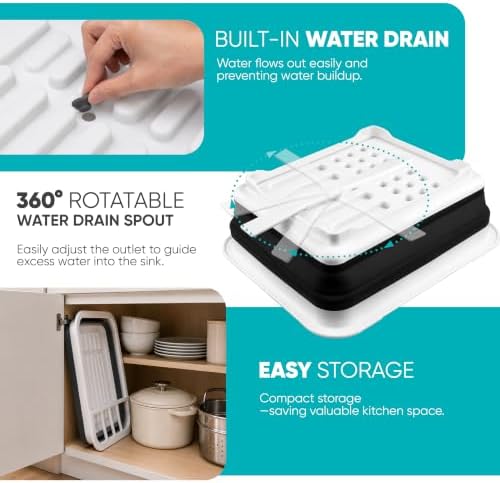 Collapsible Dish Drying Rack, Pop-Up with Drainboard, 8 Plate Capacity