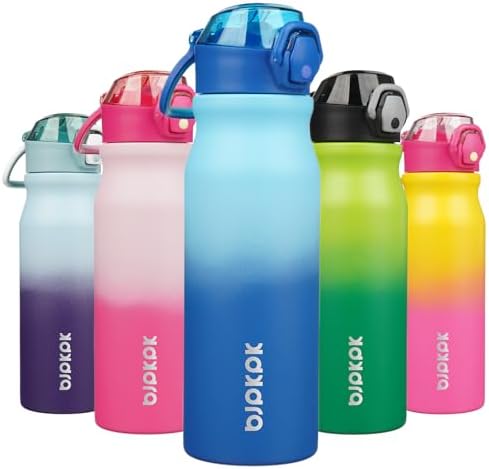 BJPKPK 25 oz Insulated Water Bottle, Straw, Handle, Stainless Steel Flask by BJPKPK