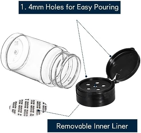 36 Pack 2.7 Oz Small Plastic Spice Bottles with Black Shaker Lids and Labels, Empty Plastic Jars with Lids, Seasoning Shaker Containers for Travel, Camping, Glitter, Gift, Party Favors - Clear