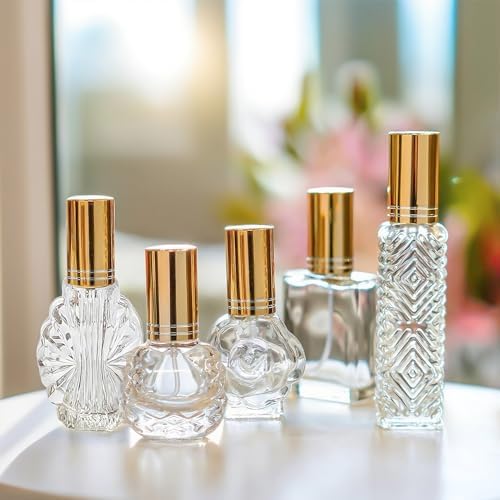 5 Pcs Vintage Glass Empty Perfume Bottles Refillable with Spray - Image 2