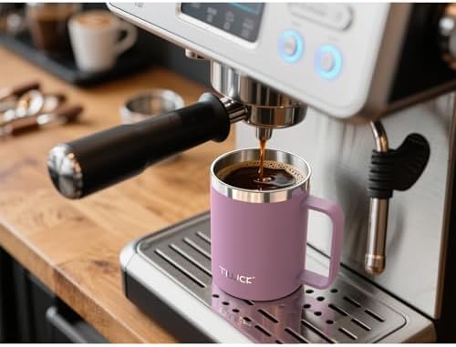 TILUCK 12 oz Insulated Coffee Mug with Lid and Handle - Image 3