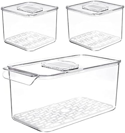 Fridge Produce Saver Food Storage Bin Containers, Refrigerator Food Fruit Vegetables storage Produce Saver Produce Saver Containers, Stackable Freezer Fridge