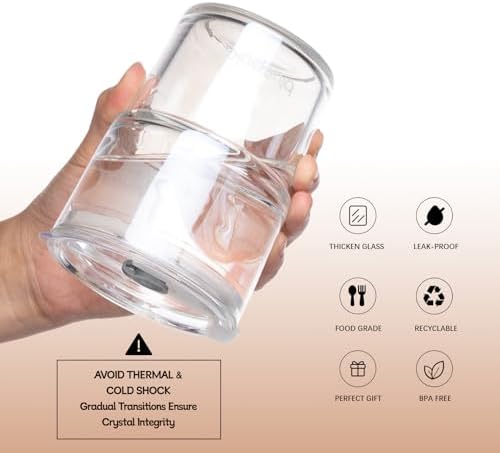 13oz/400ml Glass Water Tumbler with Straw and Lid Sealed Carry On Thick Wall Iced Coffee Cup Glass Cup for Water, Iced Tea Fruit Juice Etc (White-2Pack)