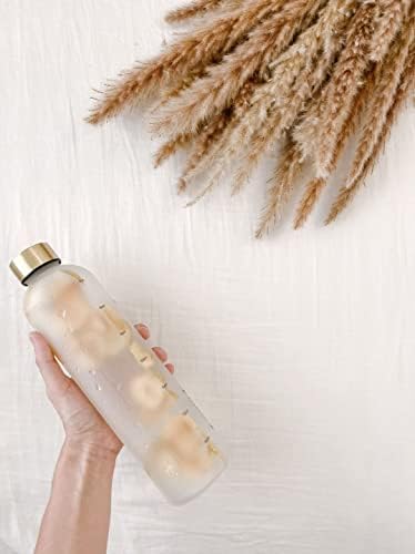 Motivational Water Bottle, Hourly Time Marked, 1L 33oz, Hydration Tracker