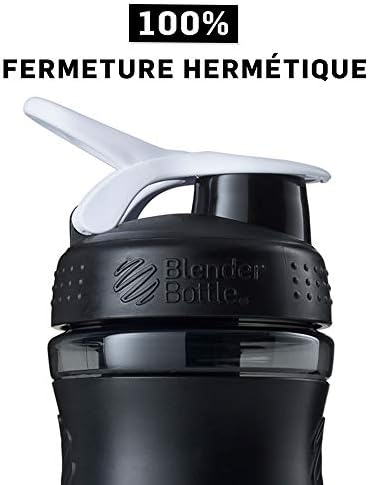 BlenderBottle SportMixer Tritan Grip Shaker Bottle, Transparent Black/White, 20-Ounce - Image 6