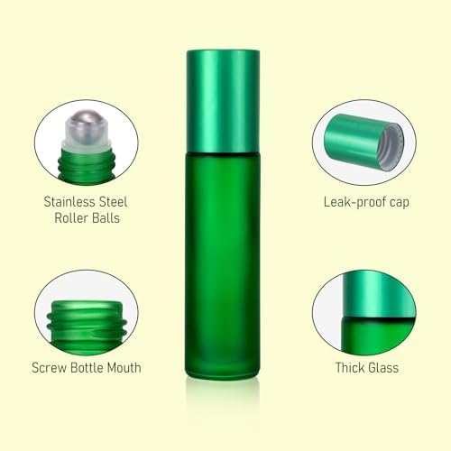 Kesell 10ml Green Glass Roller Bottles, 10-Pack - Image 4