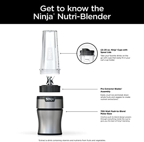 Ninja BN300C, Personal Nutri-Blender With Ice-Crushing Technology, Black/Silver, 700W - Image 2