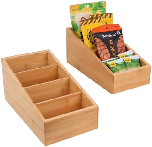 4-Section Snack Organizer with Removable Dividers for Kitchen 2 Pack