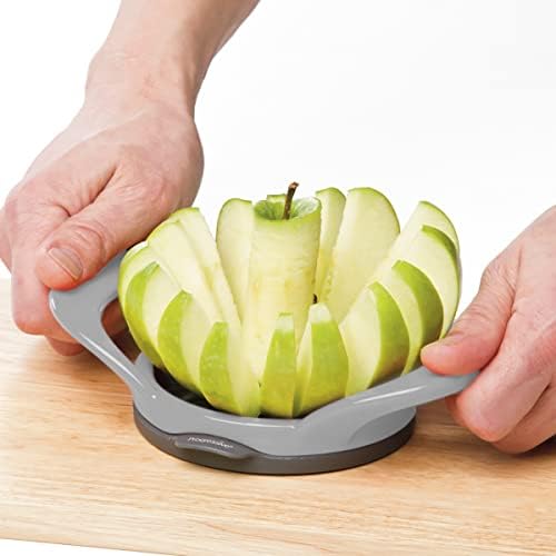 PrepWorks by Dishwasher Safe 16-Slice Thin Apple Slicer and Corer with Attached Safety Cover (Grey)