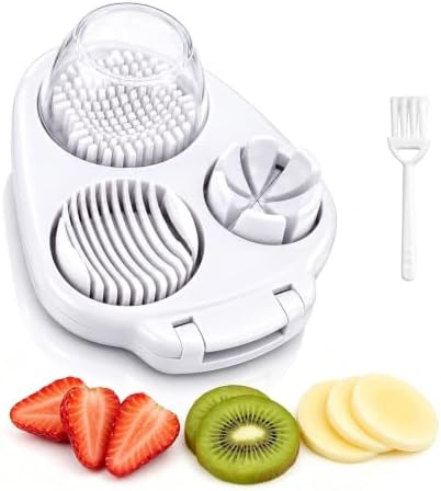 Joyzan 3 in 1 Egg Slicer, Hard Boiled Eggs 3 Way Cutter Manual Strawberry by Joyzan