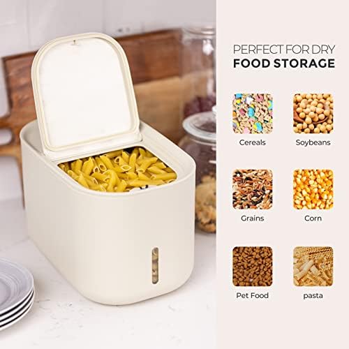 Rice Storage Container,Food Container, Dry Food Storage,7.2lbs Pet Food Dispenser, 6.9Qt/11lbs Large Storage Bin with Lid,Silicone Ring & Moisture Proof,for Grain Cereal Soybean Corn,Begie