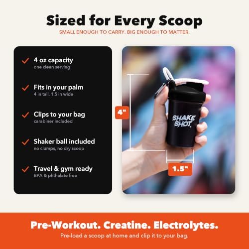 Black 4oz Mini Shaker Bottle for Creatine, Pre Workout, Matcha - Image 2