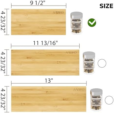 Bamboo Spice Drawer Organizer with Non-slip Mat,4 Tier - 2 Set Jar Spice Rack Tray From 9.5''to 19'', Seasoning Organizer for Kitchen,Cabinet,Drawers,Countertop