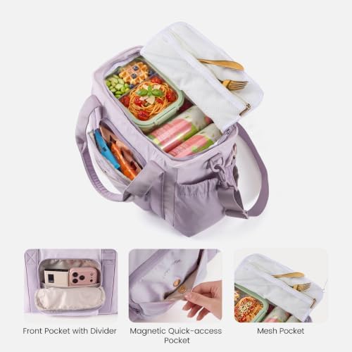 Insulated Lunch Box for Women,Adult Lunch Cooler Tote Bag with Bow