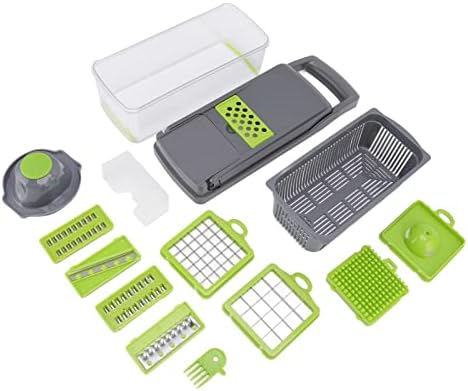 Vegetable Chopper Mandoline Slicer, Multifunctional Manual Food Cutter with 6 Blades Egg Separator Garlic Grinder for Home Kitchen ABS Plastic 1 Set