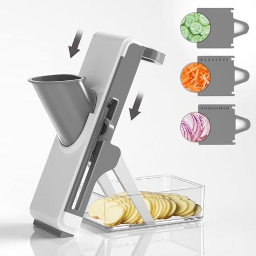 Eletronova Safe Mandoline Slicer for Kitchen, Vegetable Slicer with Container, French Fry Cutter, All in 1 Julienne Slicer for Potato, Thickness Adjustable, Detachable Blade, Dishwasher Safe（Green） - Image 5