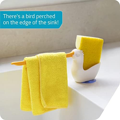 Pelix Plastic Sponge and Cloth Holder for Kitchen Sink Caddy with Suction Cup, 2 in 1 Dish Kitchen Organizer and Decor, Fits All Dish Scrubber, Sponge and Cloth Standard Size