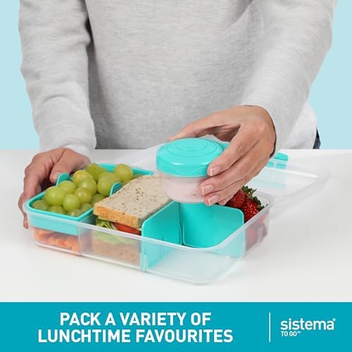 To Go 1.48L (2-Pack) Bento Box Food Storage Containers, School Lunch Boxes with Removable Dividers & Snack Pot, Two 1.48L Containers, Freezer, Microwave, & Dishwasher-Safe, BPA-Free